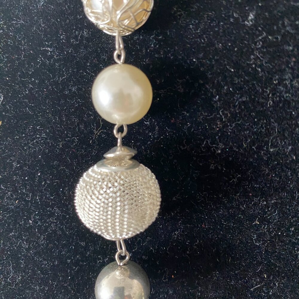 34" Large White Beaded Necklace - Picture 2 of 3
